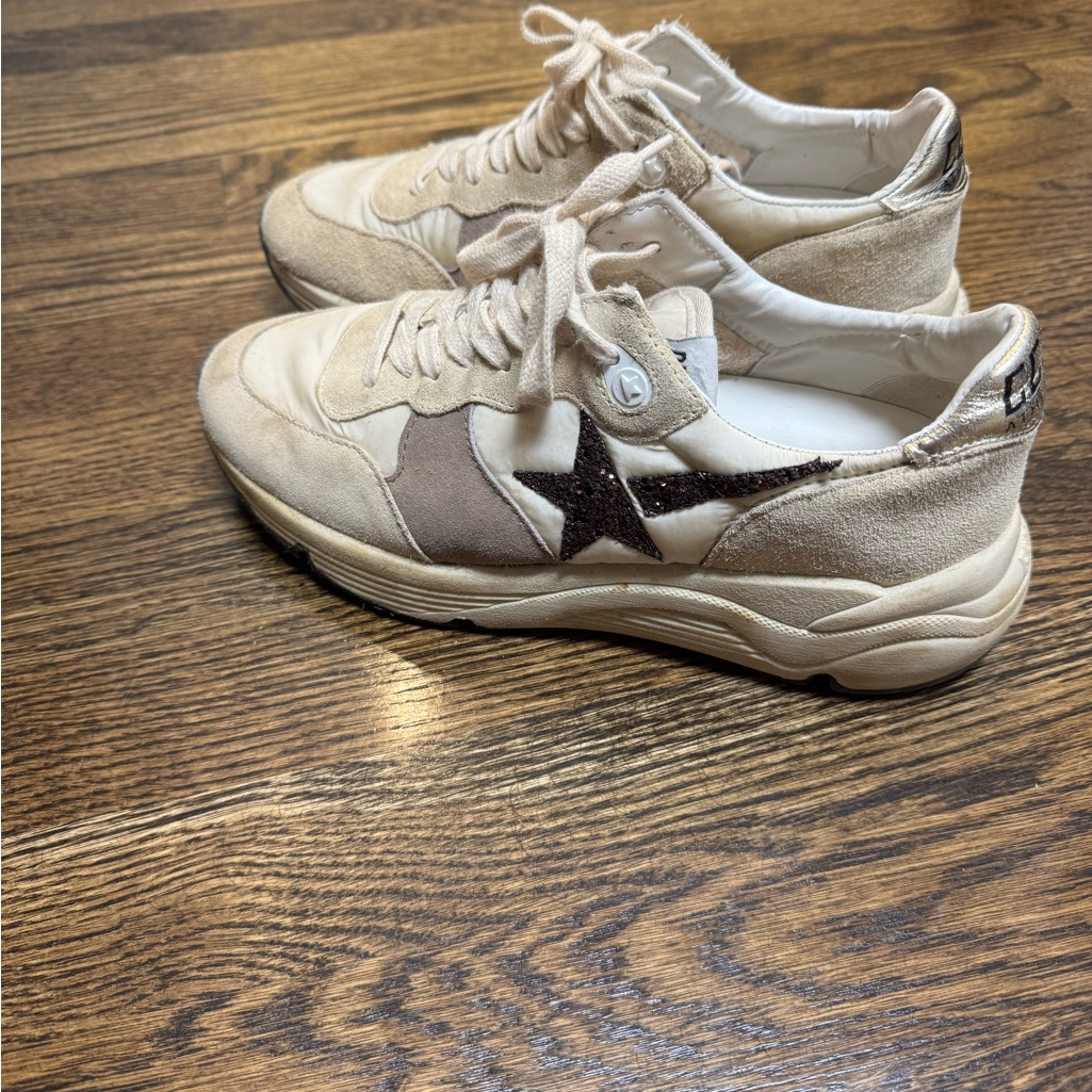 Golden Goose Beige Sneakers With Star Accent